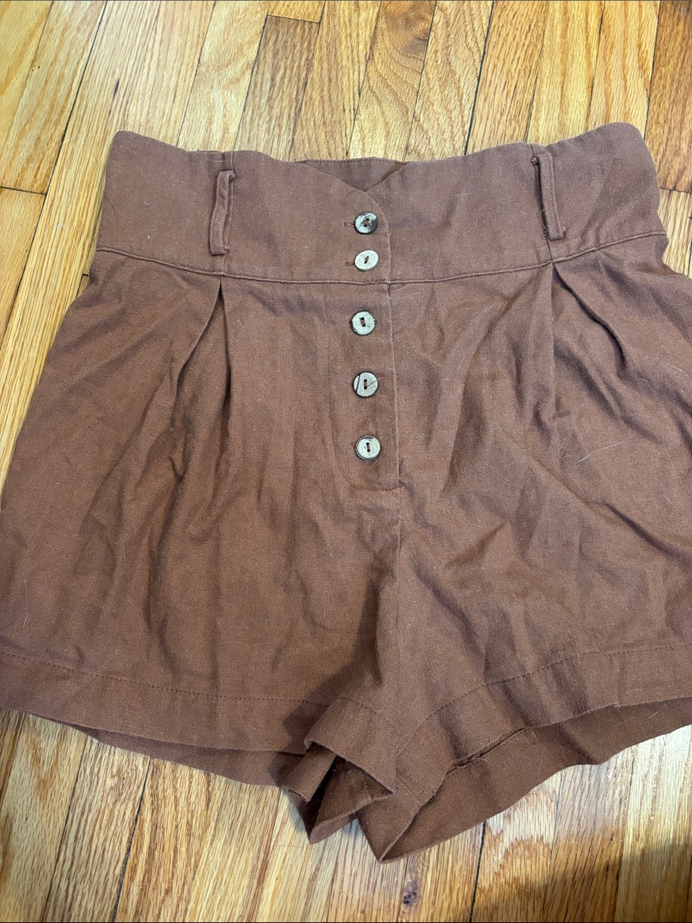 Cotton Candy High-Waist Button-Front Shorts